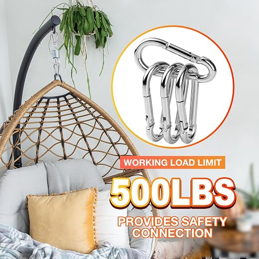 50Pack Heavy Duty Carabiners M8 5/16" Spring Snap 3Inch Zinc-Galvanized Steel - Image 5