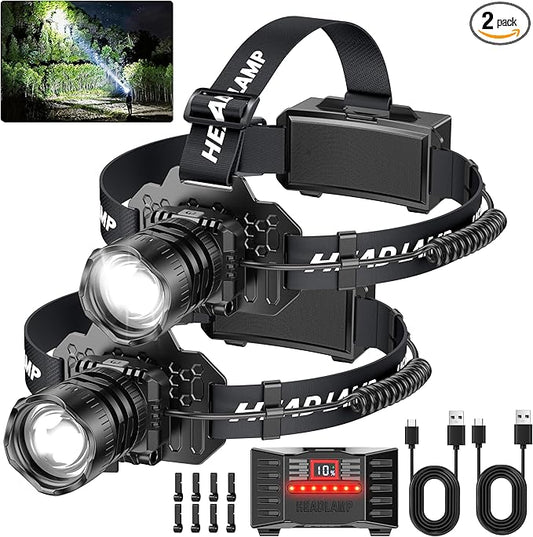 Curtsod Rechargeable LED Headlamp 2-Pack by Curtsod