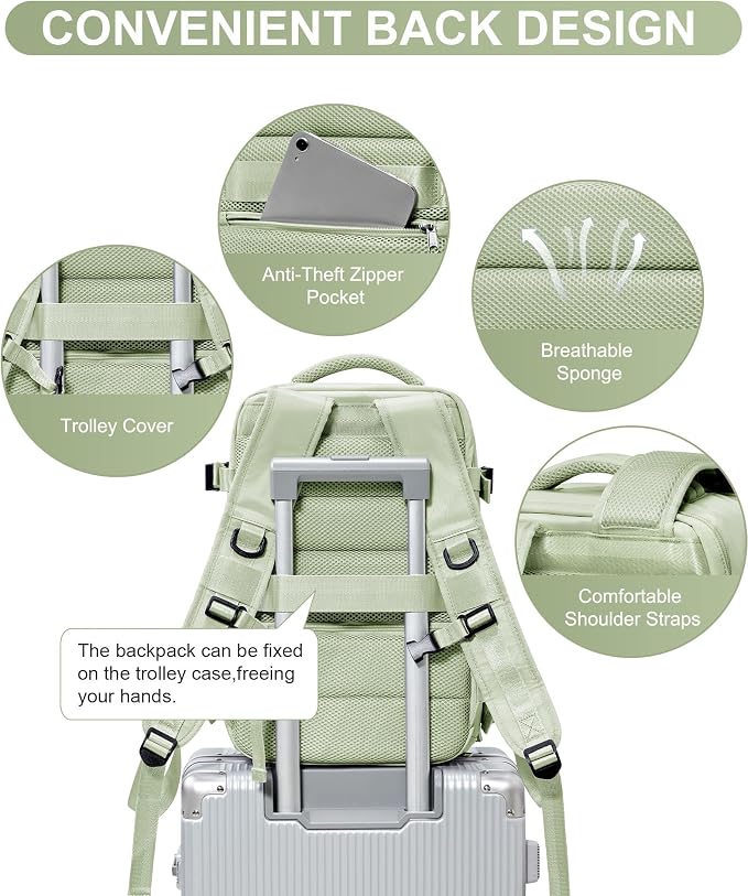 WONHOX Large Travel Backpack Carry on Flight Approved Laptop Work Business - Image 5