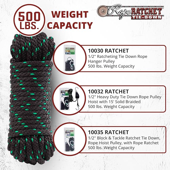 Rope Ratchet 1/2" 50 ft Braided Polypropylene Utility Cord, Weather Resistant - Image 4