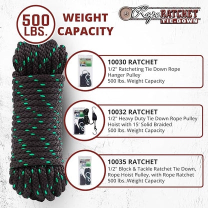 Rope Ratchet 1/2" 50 ft Braided Polypropylene Utility Cord, Weather Resistant - Image 4