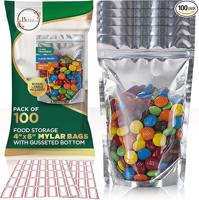 BELLE KR® 4x6 Mylar Bags for Freeze Dried Candy by BELLEKR