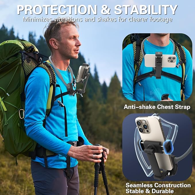 Beviliu Neck Phone Holder for Recording, Hands-Free POV/Vlog Neck Mount - Image 2