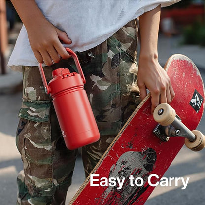 Kids Insulated Water Bottle - 12oz Stainless Steel Water Bottle with Dual Spouts - Image 2