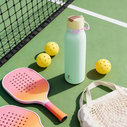 Meoky 24 oz Slim Insulated Water Bottle: Leak Proof Locking Lid, 2-in-1 Straw - Image 9
