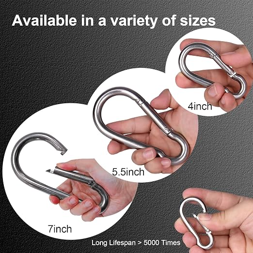 Large Carabiner Clip Hooks, 304 Stainless Steel Spring Snap Hook Fits Camping - Image 4