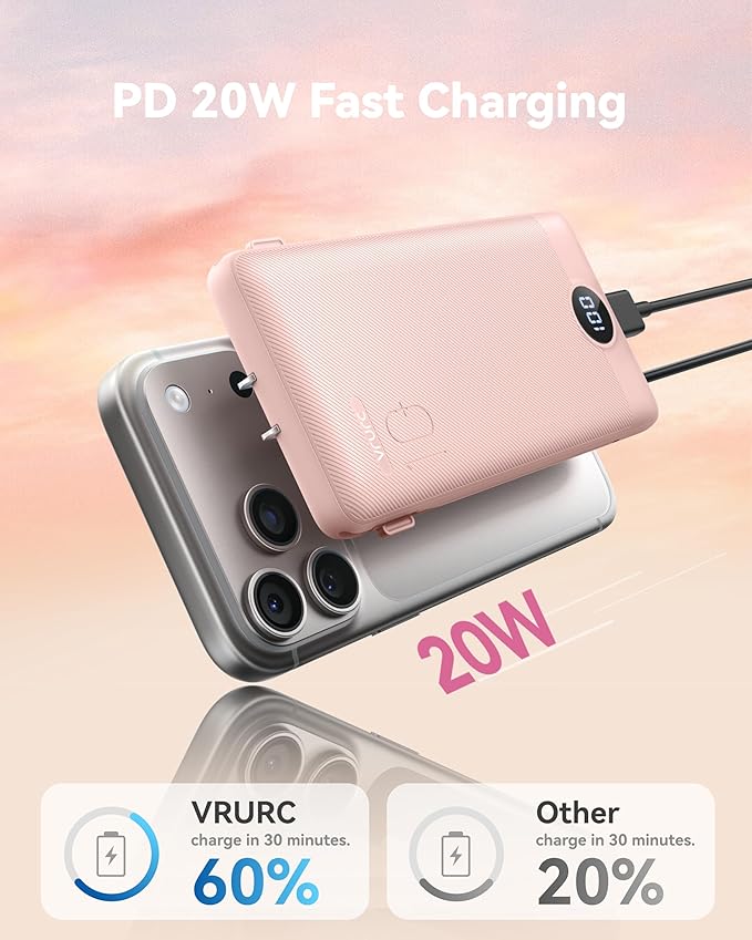 VRURC Portable Charger Power Bank - 10000mAh Fast Charging 22.5W PD 20W - Image 3