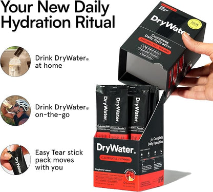 DryWater Electrolyte Powder Packets, Raspberry Lemon - Image 4