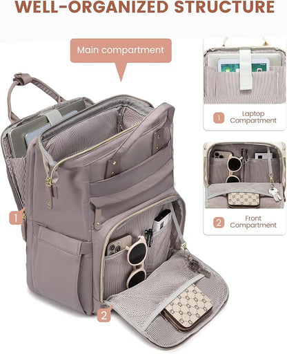 LOVEVOOK Laptop Backpack for Women, 15.6'' Waterproof Nurse Bag Teacher Work - Image 2