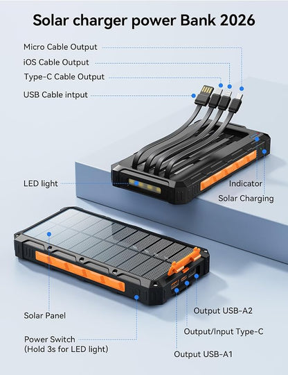 Solar-Charger-Power-Bank - 20000mah Solar Powered Battery Charger Cell Phone - Image 9