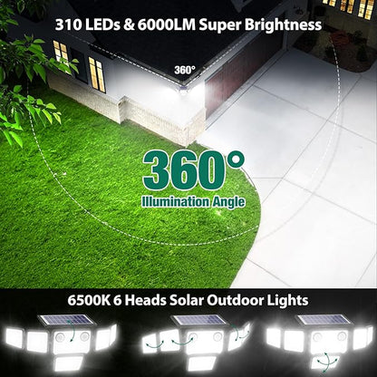 Solar Lights Outdoor, 6000LM 310 LEDs Dual Motion Sensor Solar Flood Lights 6 - Image 3