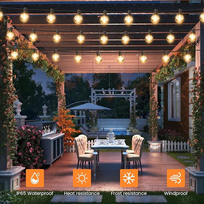 OHLUX 30FT Solar String Lights Outdoor, Waterproof Solar Patio Lights - Image 6