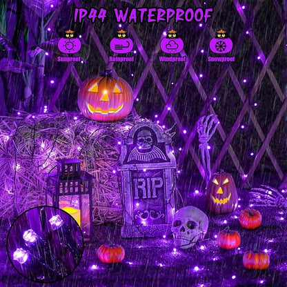 JMEXSUSS 600LED Purple Solar Halloween Lights, 206.7ft Solar String Lights - Image 7
