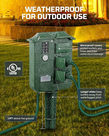 DEWENWILS Outdoor Power Stake Timer, Waterproof Outdoor Timer - Image 4