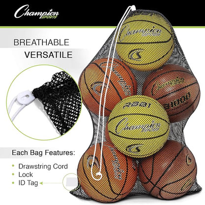 Champion Sports Mesh Equipment Bag – Heavy-Duty Nylon Drawstring Bag - Image 3