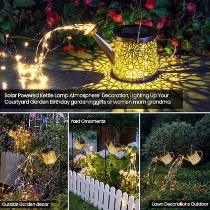 Solar Lights Outdoor Decorative, Metal Watering Can Lights Waterproof, Small - Image 2