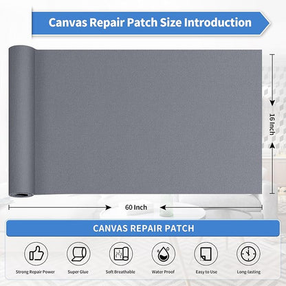KING MOUNTAIN Canvas Repair Patch 16×60 Inch Self-Adhesive Waterproof Fabric - Image 4