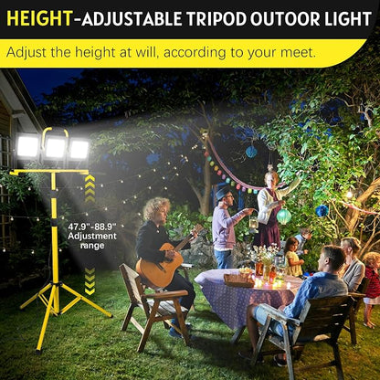 21000 LM LED Work Light with Stand, 3-Head Adjustable Portable Tripod Light - Image 5