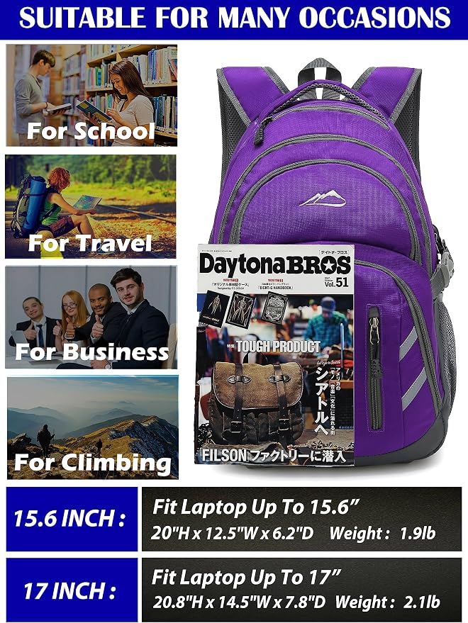 ProEtrade Backpack Bookbag for College Laptop Travel, Fit Laptop Up to 15.6 inch - Image 6