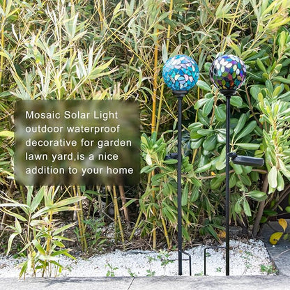 VCUTEKA Solar Garden Decorative Lights Outdoor, Mosaic Solar Light Waterproof - Image 3