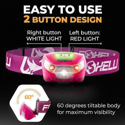Foxelli USB-C Rechargeable LED Headlamp – Super Bright, Lightweight Head Lamp - Image 5