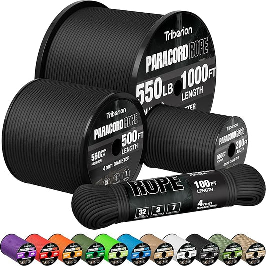 Paracord Rope 550 lb - 200ft 5/32" Parachute Cord 4MM 7-Strand para Cord - by Triberion