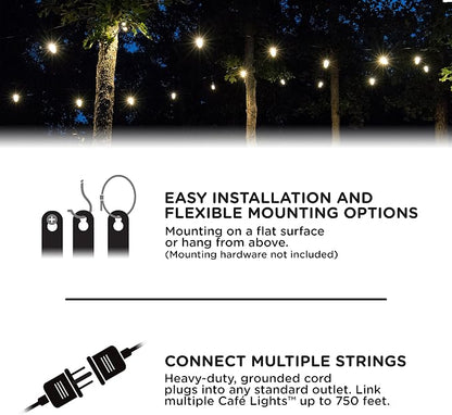 Enbrighten Classic Warm White String Lights, 36ft Black Cord, 18 Shatterproof - Image 3