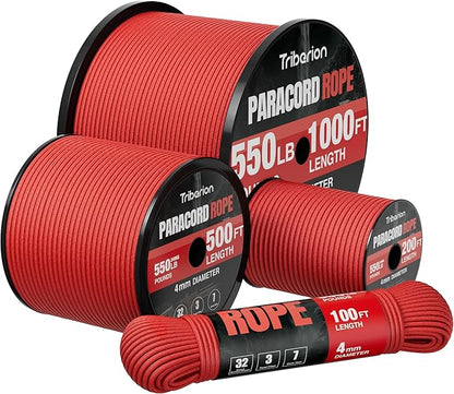 Paracord Rope 550 lb - 1000ft 5/32" Parachute Cord 4MM 7-Strand para Cord - by Triberion