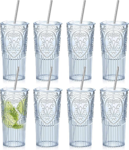 8 Set 20oz Vintage Plastic Tumbler by Unknown