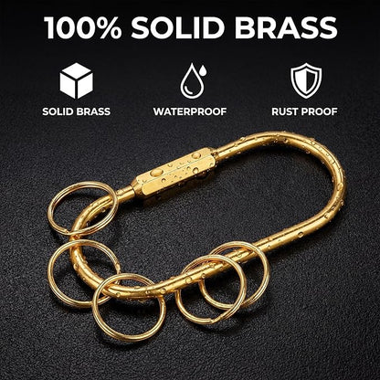 Tiezzi 6 Pack Gold Carabiner Key Ring Clip, Premium Brass Screw Locking - Image 4