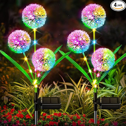 WdtPro Solar Lights Outdoor Garden Decor, 4 Pack 12 Heads Solar Flower Lights by WdtPro