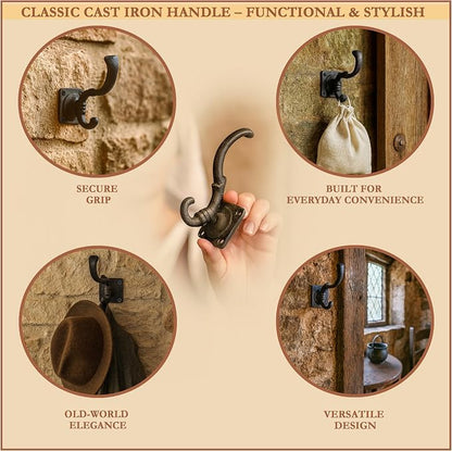 Mystic Colonial Medieval Wall Hooks Hand-Forged Black Coated | Rustic - Image 5
