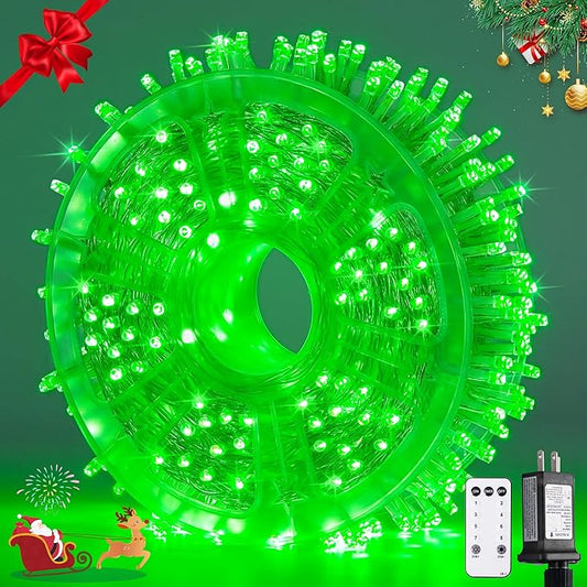 JMEXSUSS 400 LED Green Christmas Lights Indoor Outdoor, 132ft St Patrick's Day by JMEXSUSS