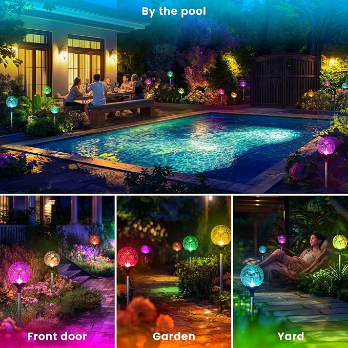 GIGALUMI Solar Garden Lights 6 Pack, Solar Lights Outdoor Decorative Waterproof - Image 2