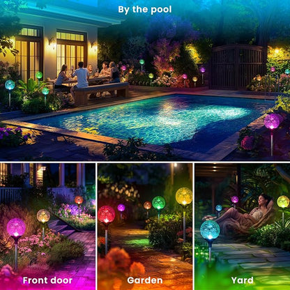 GIGALUMI Solar Garden Lights 3 Pack, Solar Lights Outdoor Decorative Waterproof - Image 2