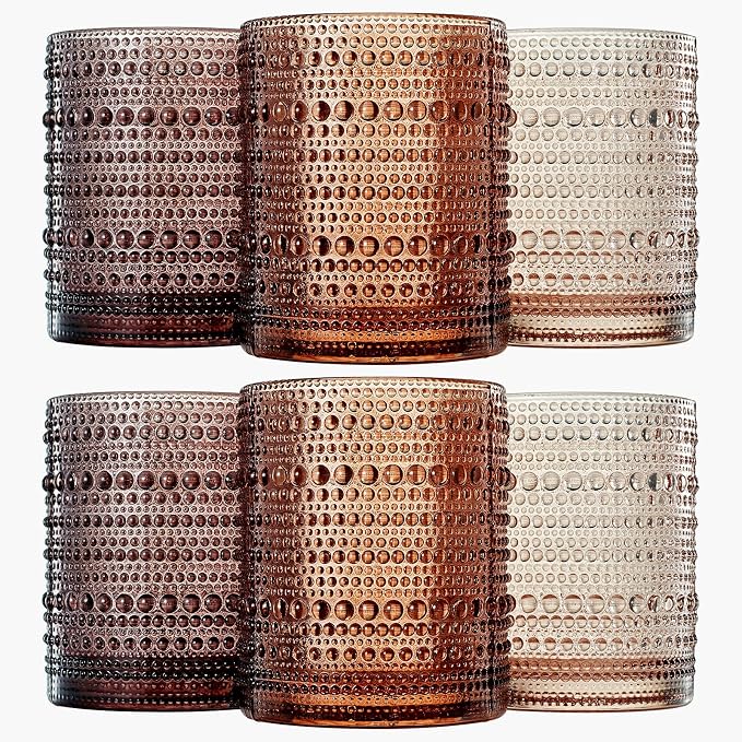 Khen Hobnail Beaded Highball Drinking Tumbler Glasses | Set of 6 | Color by Khen