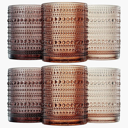 Khen Hobnail Beaded Highball Drinking Tumbler Glasses | Set of 6 | Color by Khen
