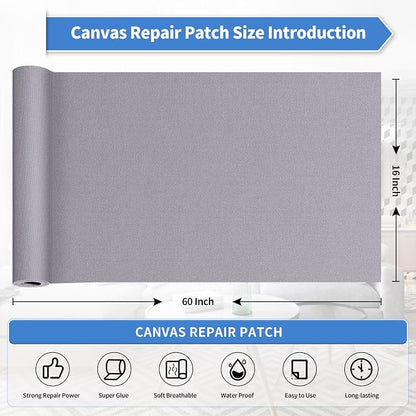 KING MOUNTAIN Canvas Repair Patch 16×60 Inch Self-Adhesive Waterproof Fabric - Image 4