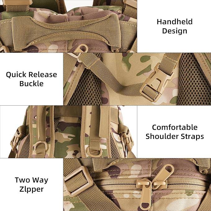 aiGear Tactical Backpack for Men, 25L Military Backpack, 3-Day Bug Out Bag for - Image 5