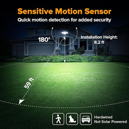 LUTEC 84W 9500LM LED Security Light Hardwire Motion Sensor Outdoor Lights - Image 3
