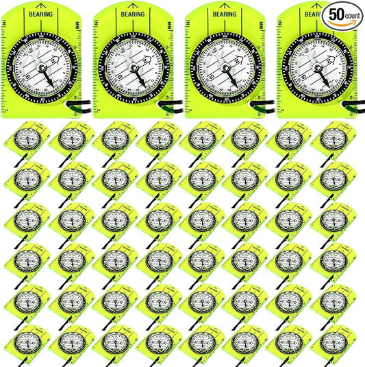 50 Pack Orienteering Compass Bulk Advanced Baseplate Compass Hiking Survival by Unknown