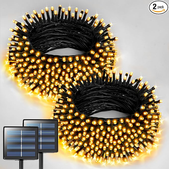 JMEXSUSS 2 Pack Solar String Lights Outdoor Waterproof, Total 400 LED 151FT by JMEXSUSS