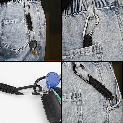 BRAVESHINE Paracord Keychain Carabiner Clip, D Ring Lanyard Hanger Stroller Hook - Image 8