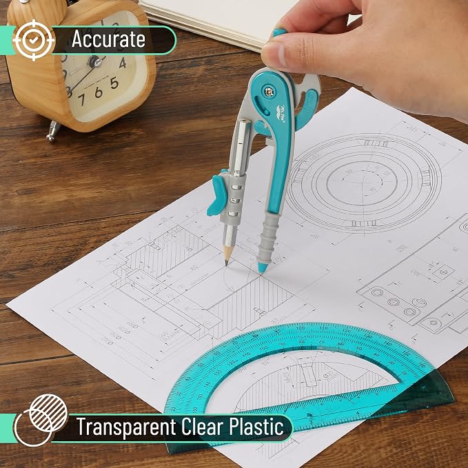 Mr. Pen- Geometry Compass and Protractor Set, 6 Inch Compass, 6 Inch Protractor - Image 4