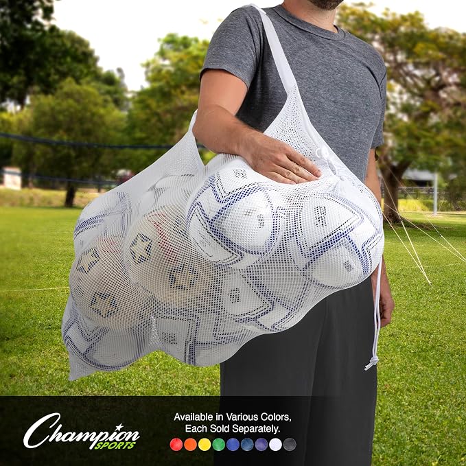 Champion Sports Mesh Equipment Bag – Heavy-Duty Nylon Drawstring Bag - Image 7