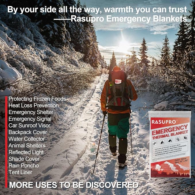 9 Pack Emergency Blankets, Outdoor Survival Emergency Insulated Gear, Mylar - Image 3