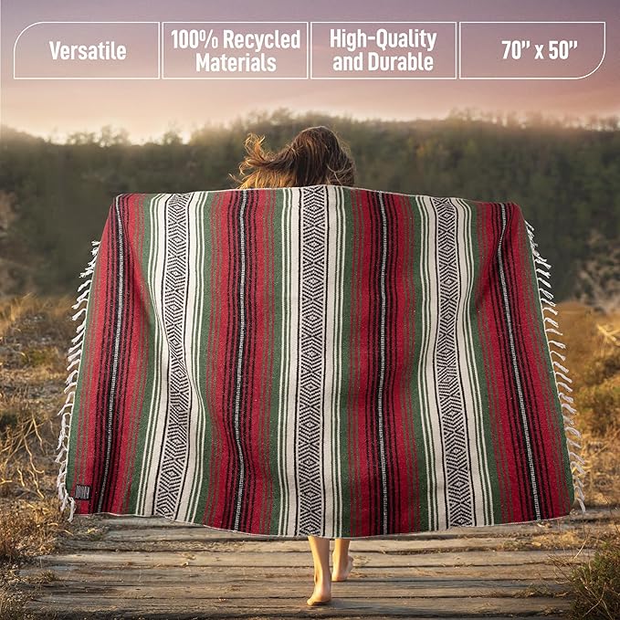Hydration Nation Authentic Large Handwoven Mexican Blanket - Image 3