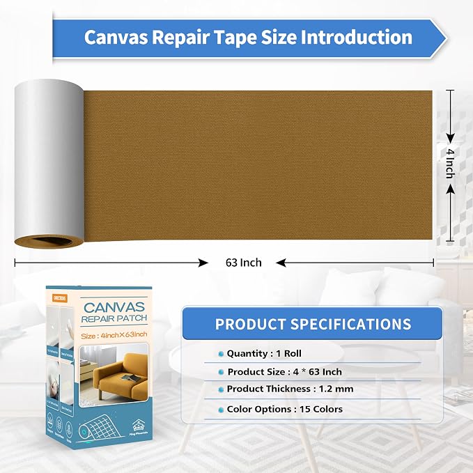 KING MOUNTAIN Canvas Repair Tape, Outdoor Gear Patch, 4×63 Inches, Waterproof - Image 4