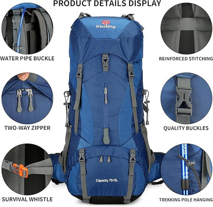 75L Hiking Backpack with Rain Cover Waterproof Camping Backpack Shoes Warehouse - Image 6