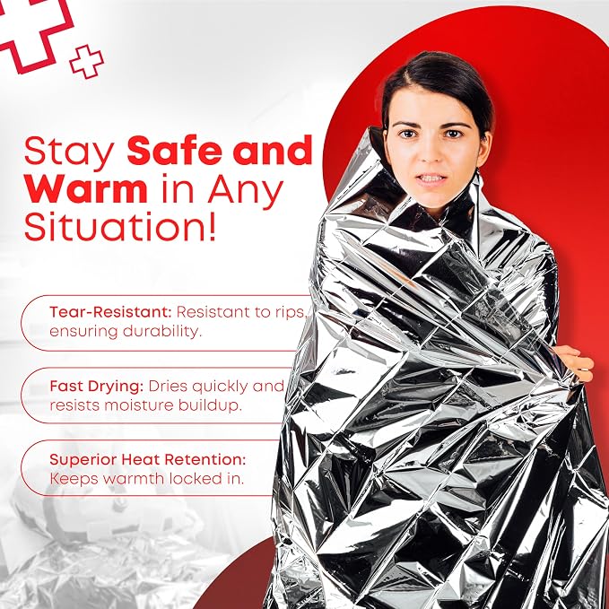 Mylar Emergency Thermal Blankets – Large 54” x 84” Silver Survival Blankets - Image 3
